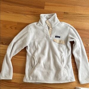 Patagonia Cream and Beige Fleece Hoodie